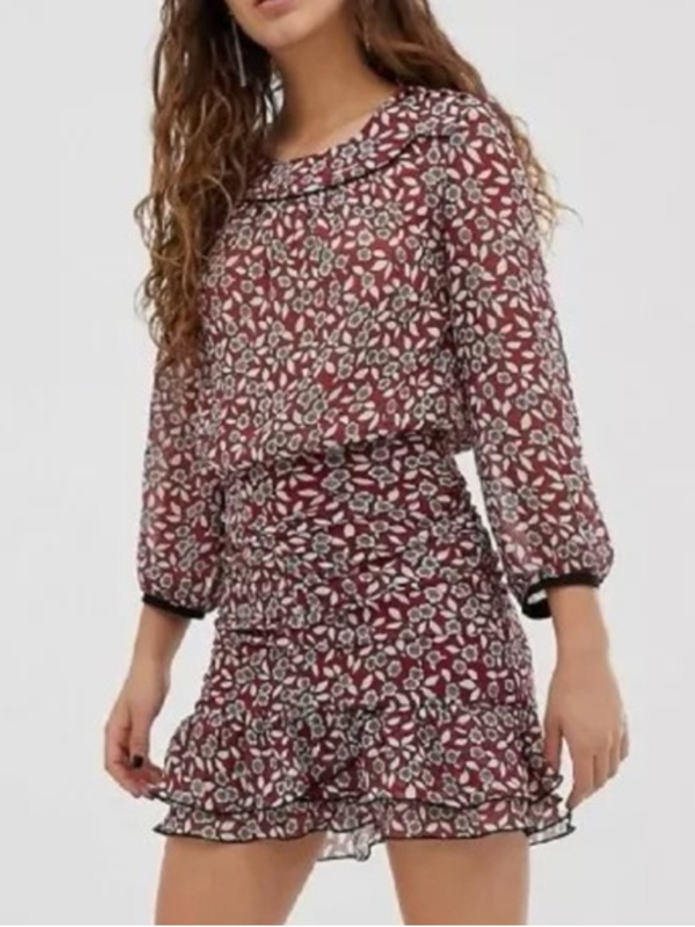 Ba&sh Billy Ruched Floral Mini Dress